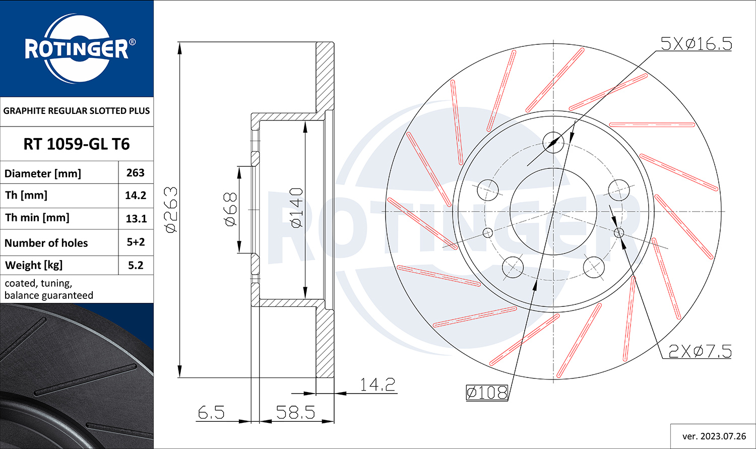 ROTINGER Féktárcsa, mind RT1059-GLT6_ROT